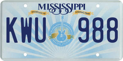MS license plate KWU988
