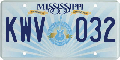 MS license plate KWV032