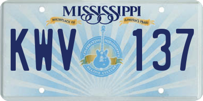 MS license plate KWV137