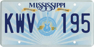 MS license plate KWV195