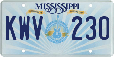 MS license plate KWV230