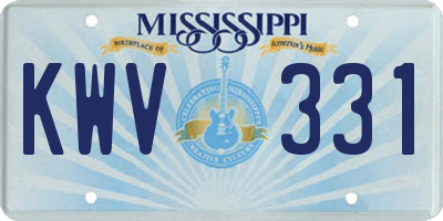 MS license plate KWV331
