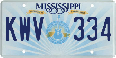 MS license plate KWV334