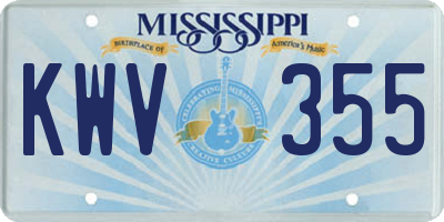 MS license plate KWV355