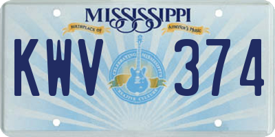 MS license plate KWV374