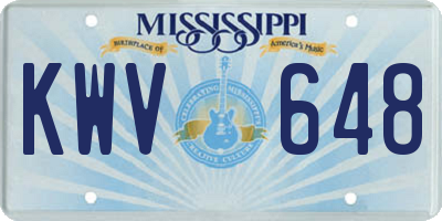MS license plate KWV648