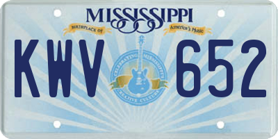 MS license plate KWV652