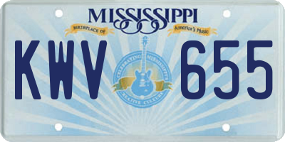 MS license plate KWV655