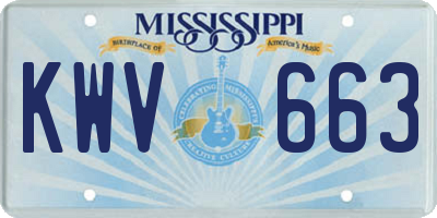 MS license plate KWV663