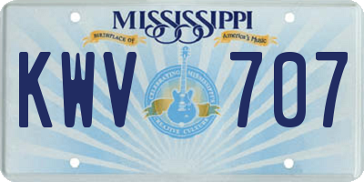 MS license plate KWV707