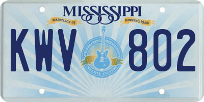 MS license plate KWV802