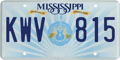 MS license plate KWV815