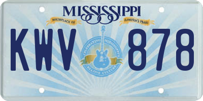 MS license plate KWV878