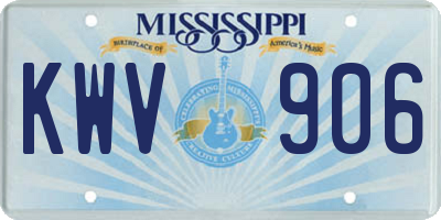 MS license plate KWV906