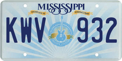 MS license plate KWV932