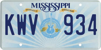 MS license plate KWV934