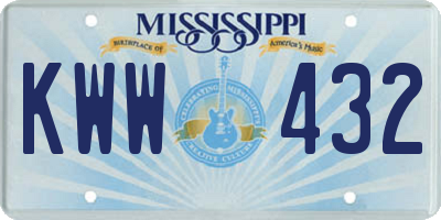 MS license plate KWW432
