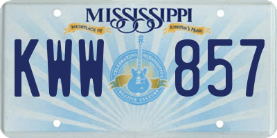 MS license plate KWW857