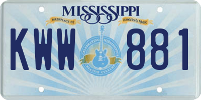 MS license plate KWW881