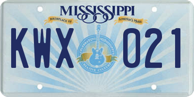 MS license plate KWX021