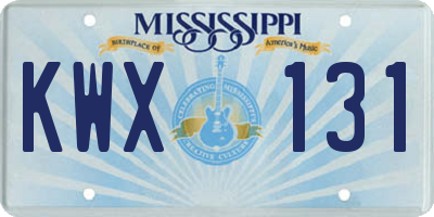 MS license plate KWX131