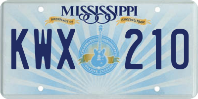 MS license plate KWX210