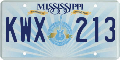 MS license plate KWX213