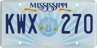 MS license plate KWX270