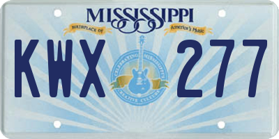 MS license plate KWX277