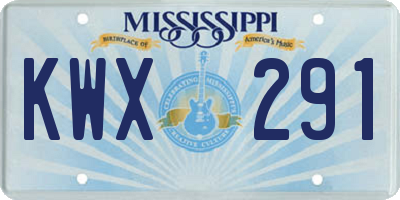 MS license plate KWX291