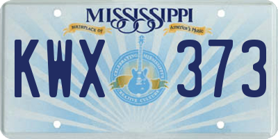 MS license plate KWX373