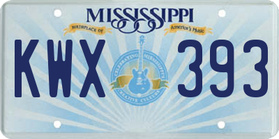 MS license plate KWX393