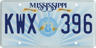 MS license plate KWX396