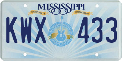 MS license plate KWX433