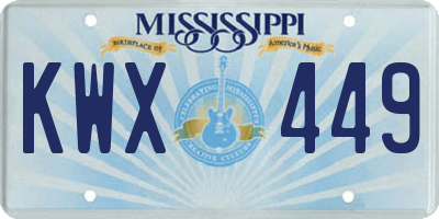 MS license plate KWX449