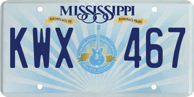 MS license plate KWX467
