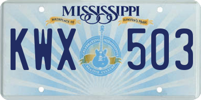 MS license plate KWX503