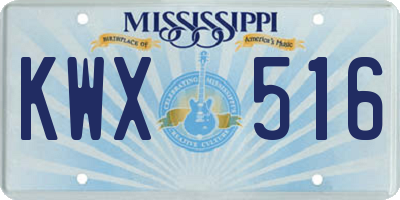 MS license plate KWX516