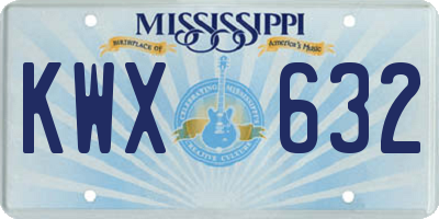 MS license plate KWX632