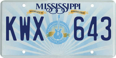 MS license plate KWX643