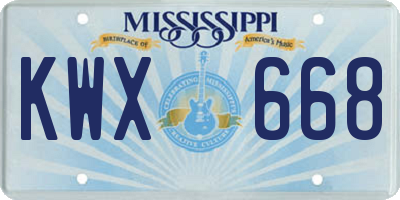 MS license plate KWX668