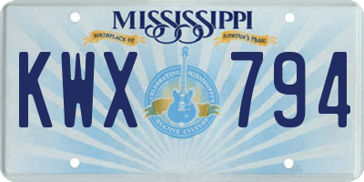 MS license plate KWX794