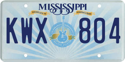 MS license plate KWX804