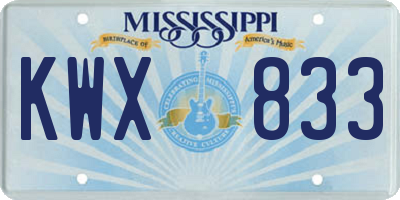MS license plate KWX833