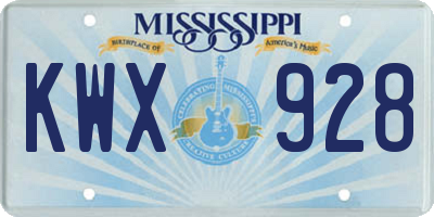 MS license plate KWX928