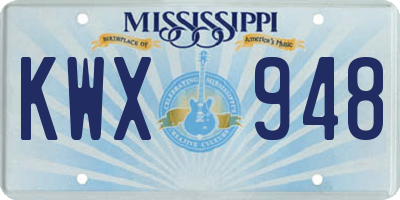 MS license plate KWX948