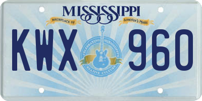 MS license plate KWX960