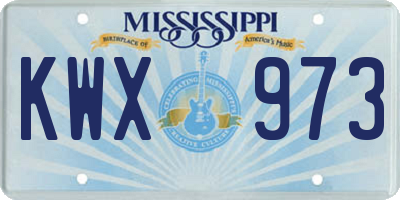 MS license plate KWX973