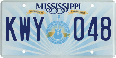 MS license plate KWY048