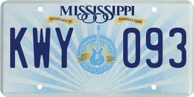 MS license plate KWY093